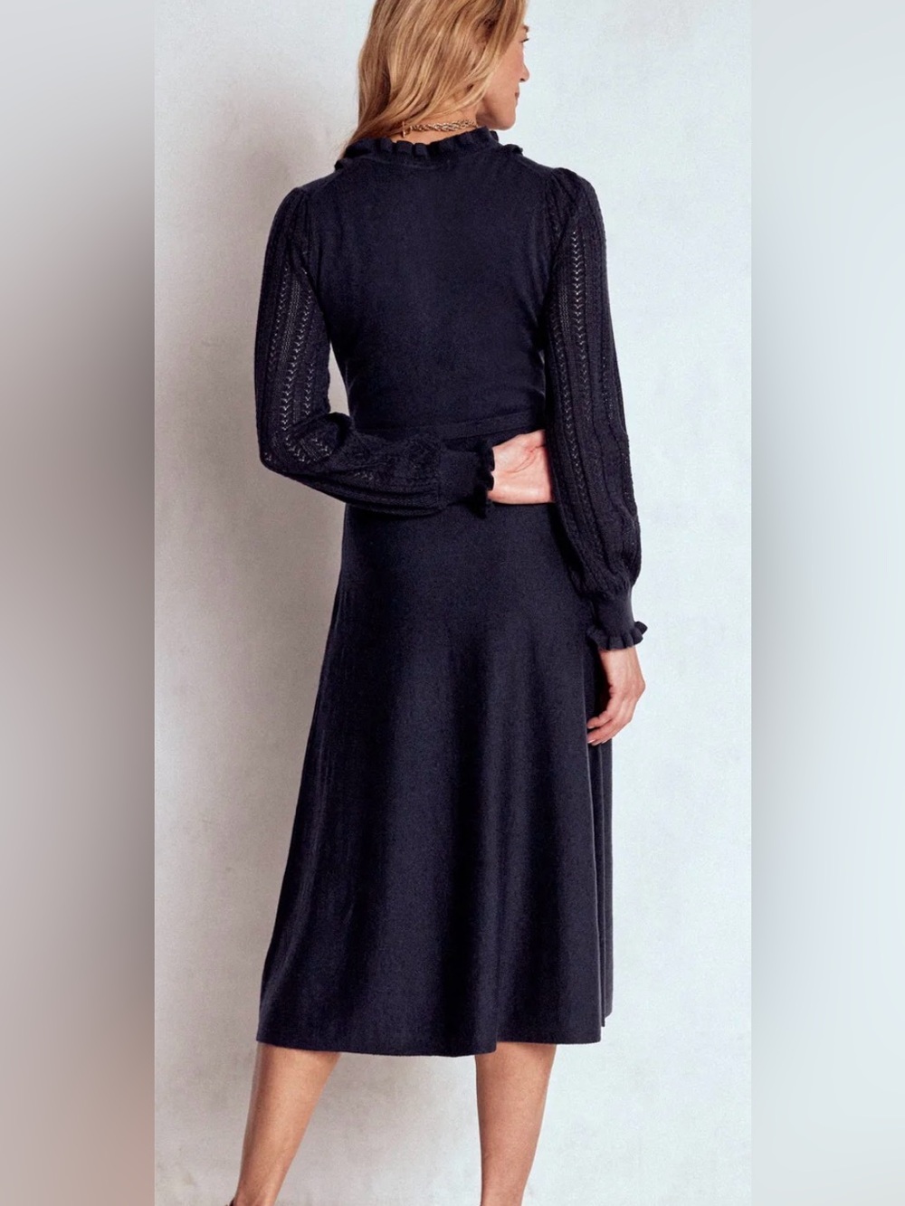 BODEN NEW Winifred Frilled Knitted Dress‎ Size 14 - Picture 3 of 11